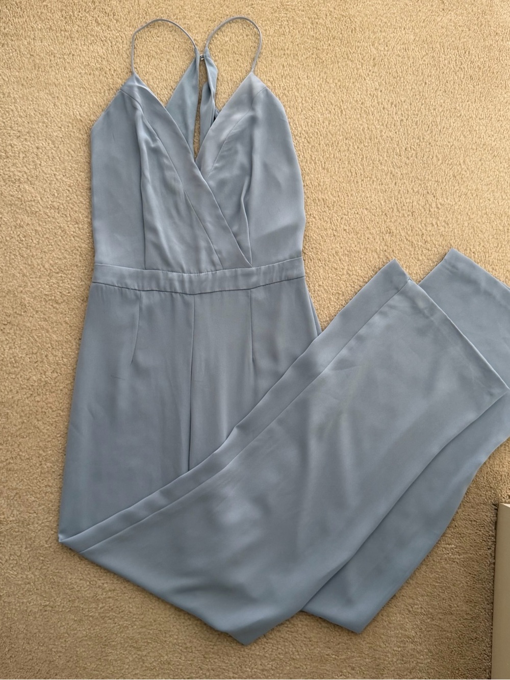 Zara Pastel Blue Halter Wide-Leg Jumpsuit - Size XS